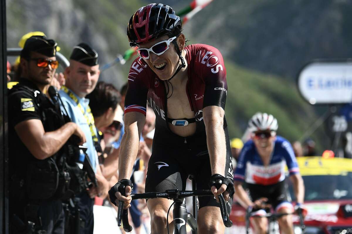 Great Britain's Geraint Thomas crosses the finish line of the fourteenth stage of the 106th edition of the Tour de France cycling race between Tarbes and Tourmalet Bareges, in Tourmalet Bareges on July 20, 2019. (Photo by Anne-Christine POUJOULAT / AFP)ANNE-CHRISTINE POUJOULAT/AFP/Getty Images