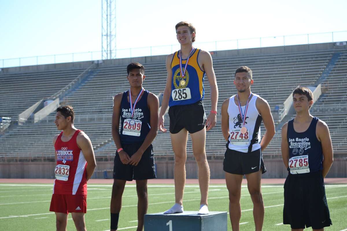 Farris' Tall City Christian Track Club athlete Caden Norris stands atop the podium at the USATF West Texas Association Junior Olympic Championships, June 8 at Ratliff Stadium in Odessa. Courtesy photo