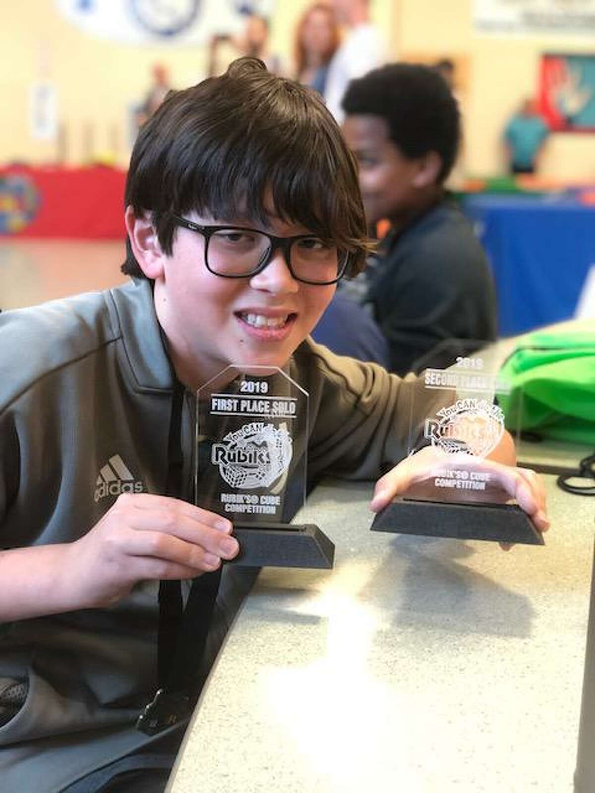 Macdonough Elementary School Rubik’s Cube competitor Rye Antonio solved the three-dimensional puzzle in 17.9 seconds.
