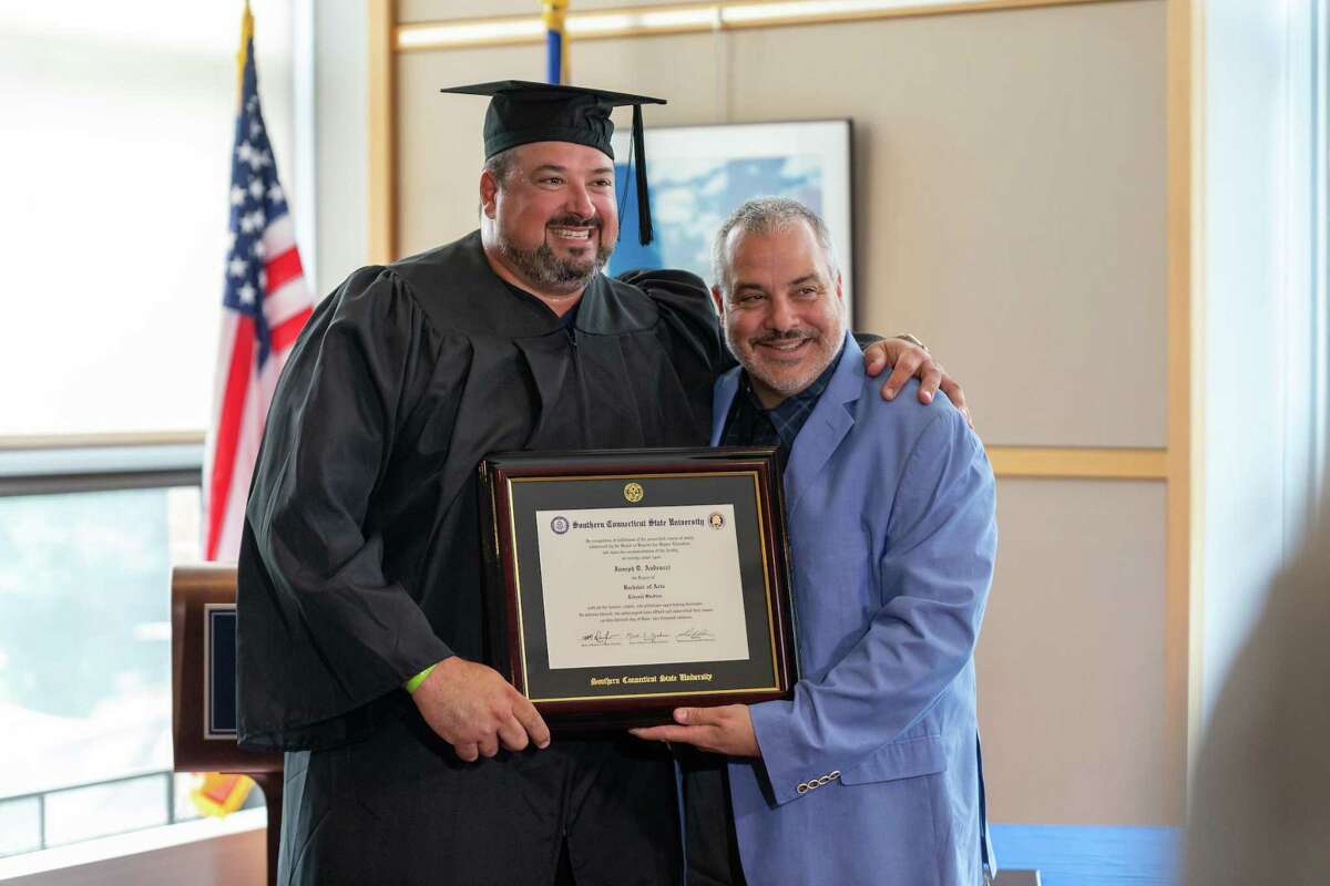 Former Southern Connecticut State University football alum Joe Andruzzi received his undergraduate degree in special education, 23 years after completing his playing career with the Owls. The two-time All-American played for head coach Rich Cavanaugh from 1993 through the 1996 season before a 10-year in the National Football League that featured three Super Bowl championships with the New England Patriots.
