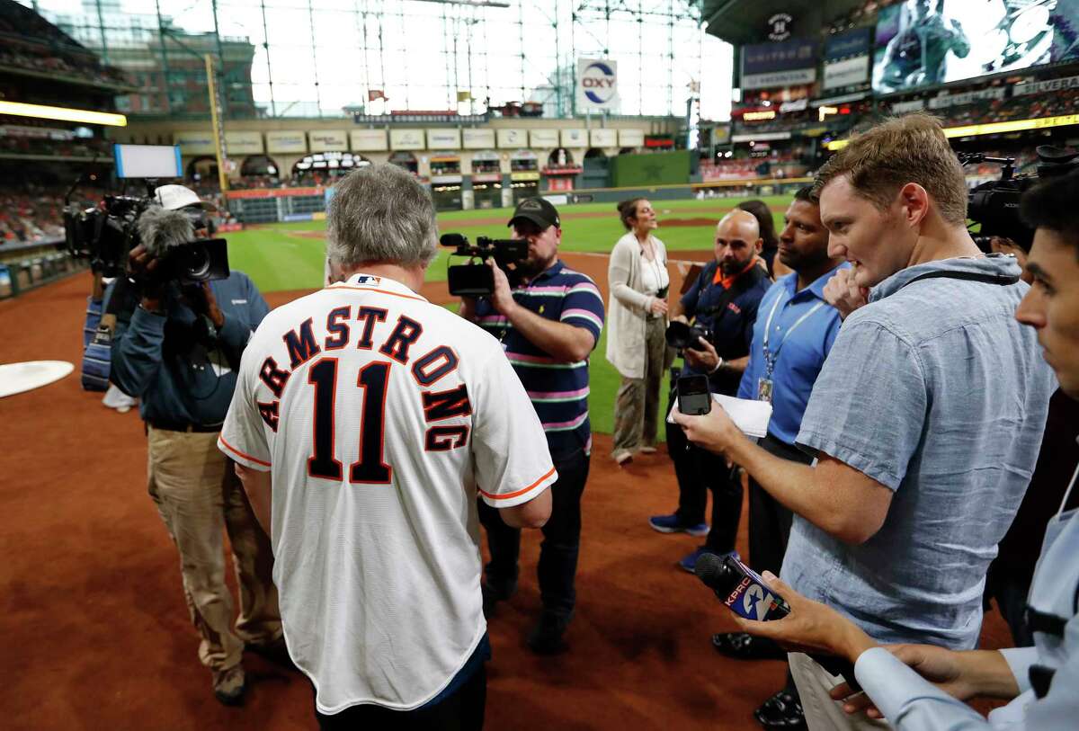 Houston Astros score the 11th run on the 11th hit from the 11th batter in  the inning on the night they celebrate the Apollo 11 moon landing while  interviewing Neil Armstrong's son