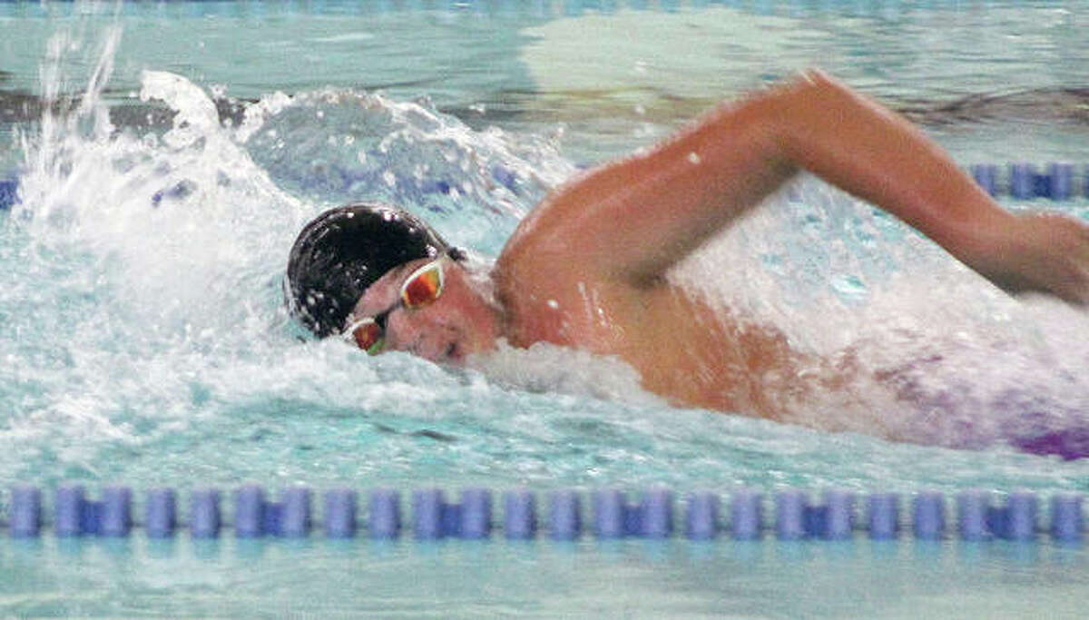 Cohen Osborn of Montclaire was one of seven triple winners Thursday night in the Marlins' SWISA home win over the Collinsville Gators. Osbrn won the15-18 boys 200-meter freestyle, 100 backstroke and 50 butterfly.
