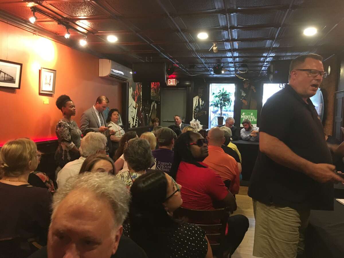Savoy Taproom on Lark Street hosted a forum on Tuesday, July 23, 2019 with Albany city officials and advocates to discuss homelessness and how it impacts their business and the community. (Wendy Liberatore / Times Union)
