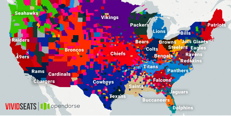 Nfl Media Market Map Raiders Just The Sixth-Most Popular Nfl Team In Las Vegas, Map Says