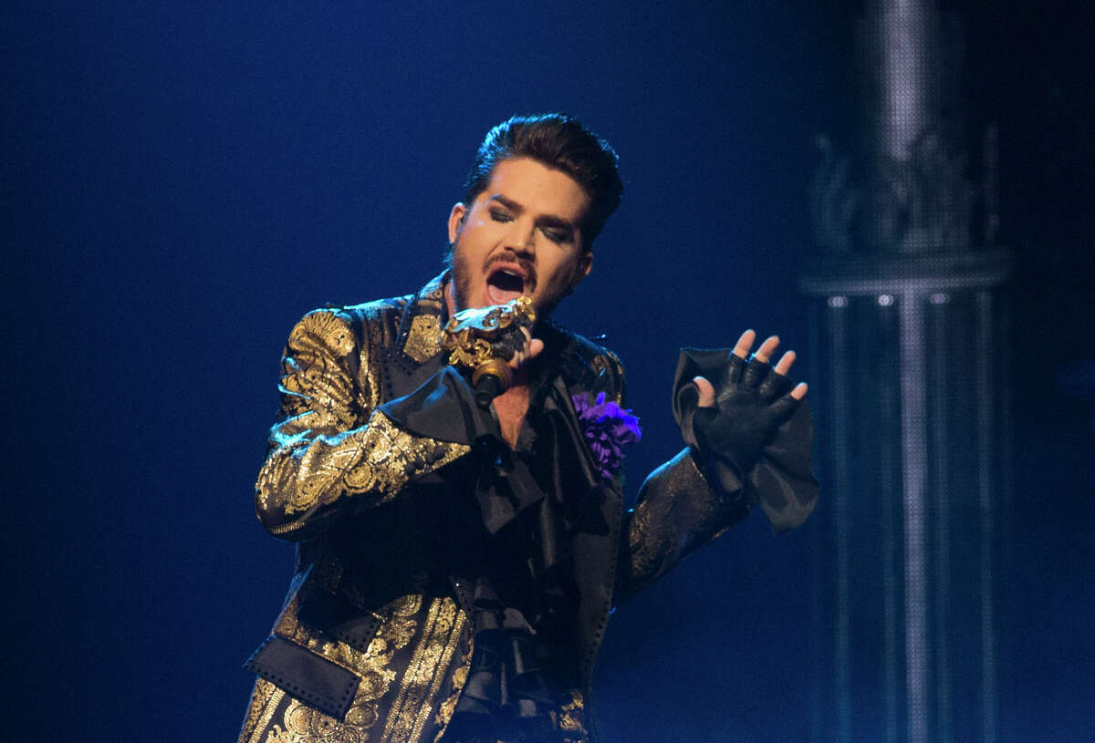 Adam Lambert performs as part of Queen + Adam Lambert at Houston's Toyota Center on July 25, 2019.