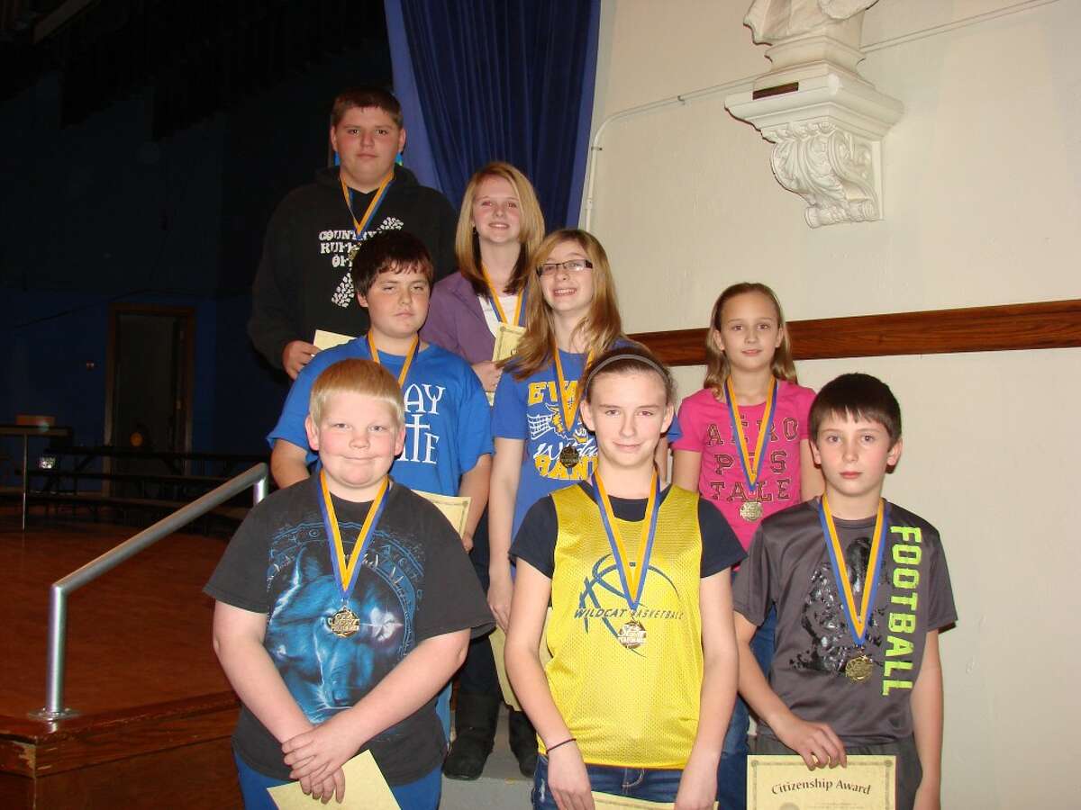 SCHOOL PRIDE: Pictured are recipients of Evart Middle School’s Pride Award for outstanding citizenship. Students were recognized for their accomplishments in eight different areas. (Courtesy photo)