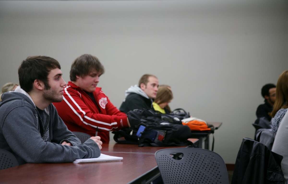CLASS IN SESSION: Students attend their first class of a Financial Management I course on Monday, when Ferris State University’s winter semester began.