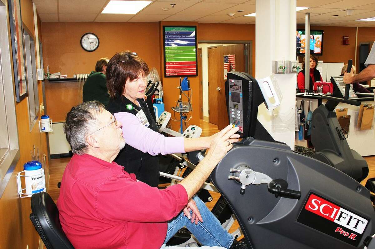 HEART DISEASE: Patients in the Cardiac and Pulmonary Rehabilitation Unit at the Mecosta County Medical Center are set up with a program to fit their body type and medical needs. The unit has been open since 1995 and is located on the third floor of the hospital. (Pioneer photo/Lauren Gentile)