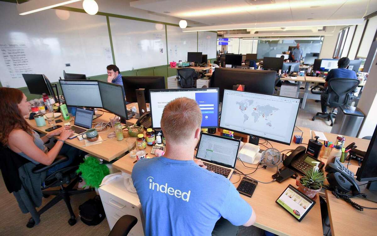 Indeed employees work in the company’s downtown Stamford based at 177 Broad St., on July 24, 2019. Indeed CEO Chris Hyams sent a letter to employees on June 1, 2020 that was an “a message of acknowledgment and support to the black community.”