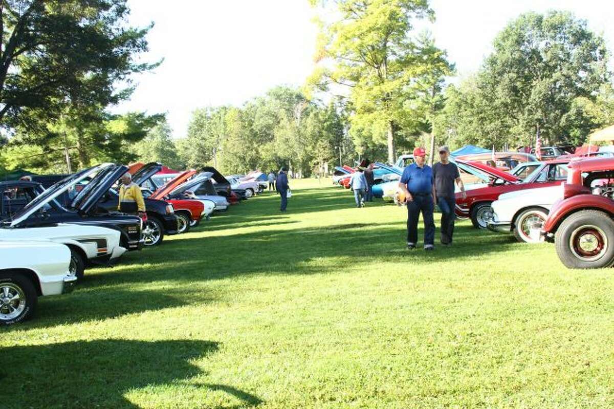 THE LINEUP: Cars line up in rows across Riverside Park in Evart for the annual car show. (Pioneer photos/Meghan Haas)