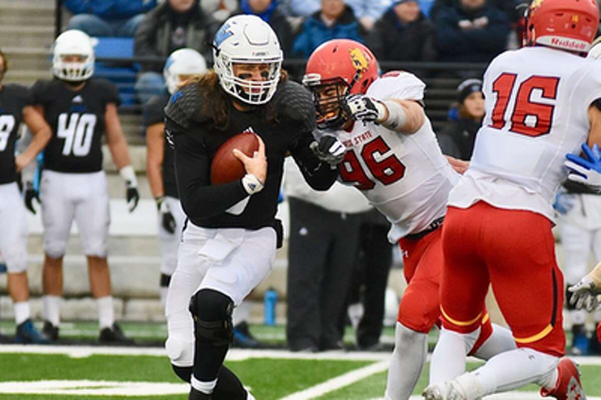 SACK BY ZACH: Ferris State’s Zach Sieler (96) is a national semifinalist for the 2016 Cliff Harris Award. (Courtesy Photo/Ferris Athletics)