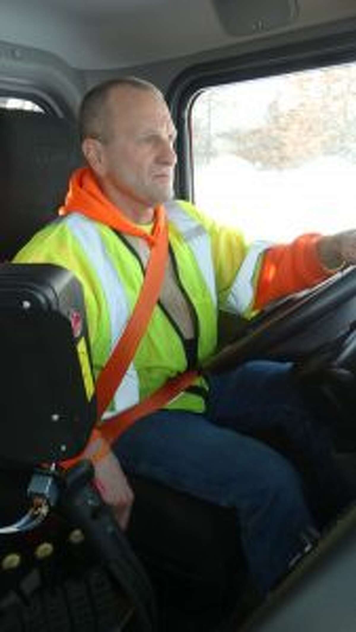 Wright shares experiences with county road crew