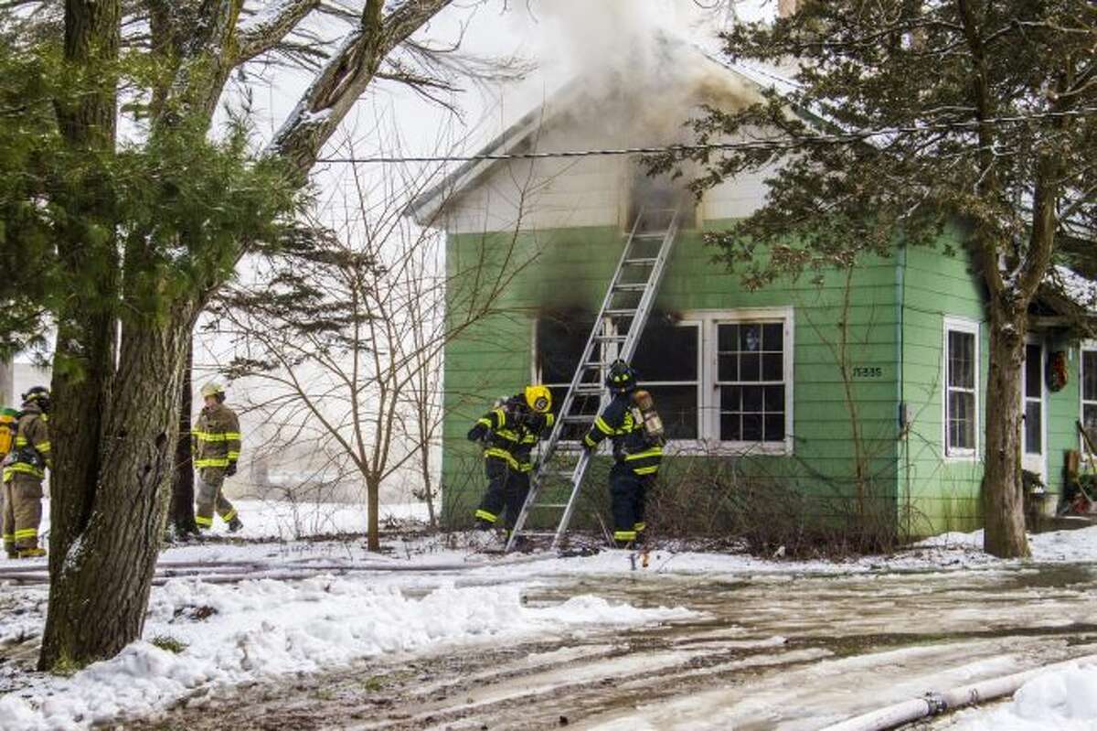 Area fire departments respond to structure fire in Colfax Township
