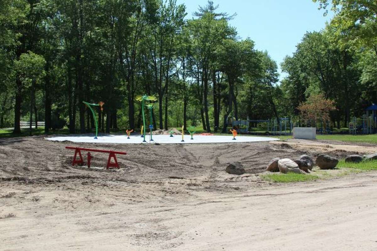 Splash pad in Evart nears completion