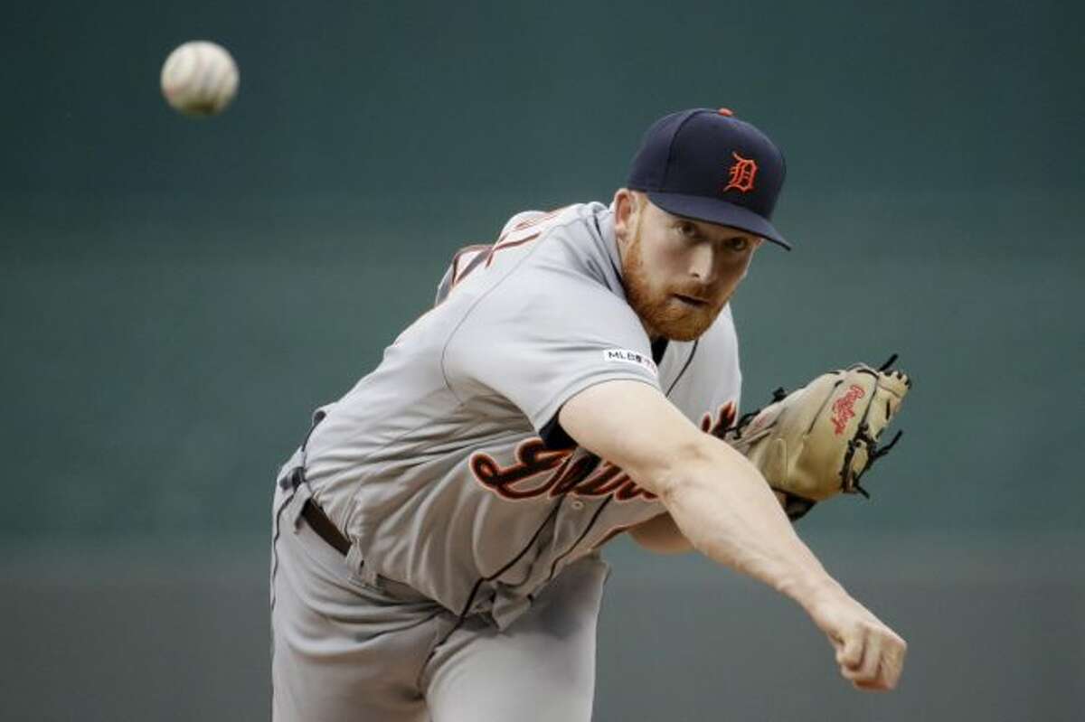 Detroit Tigers starting pitcher Spencer Turnbull throws during the first inning of a baseball game against the Kansas City Royals Tuesday, June 11, 2019, in Kansas City, Mo. (AP Photo/Charlie Riedel)