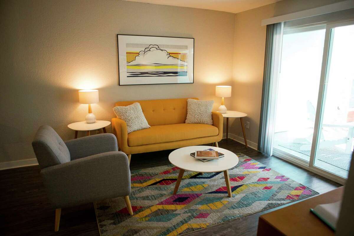 A model apartment at the Zocalo Apartments in the Spring Branch are of Houston, Thursday, July 25, 2019. The apartments will soon host the city's first commercially-sponsored artist-in-residence program.