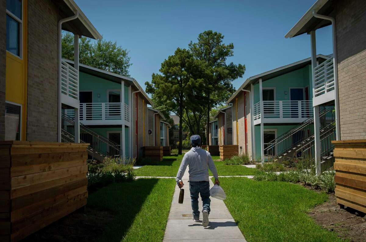 Construction is still underway at the Zocalo Apartments in the Spring Branch are of Houston, Thursday, July 25, 2019. The apartments will soon host the city's first commercially-sponsored artist-in-residence program.