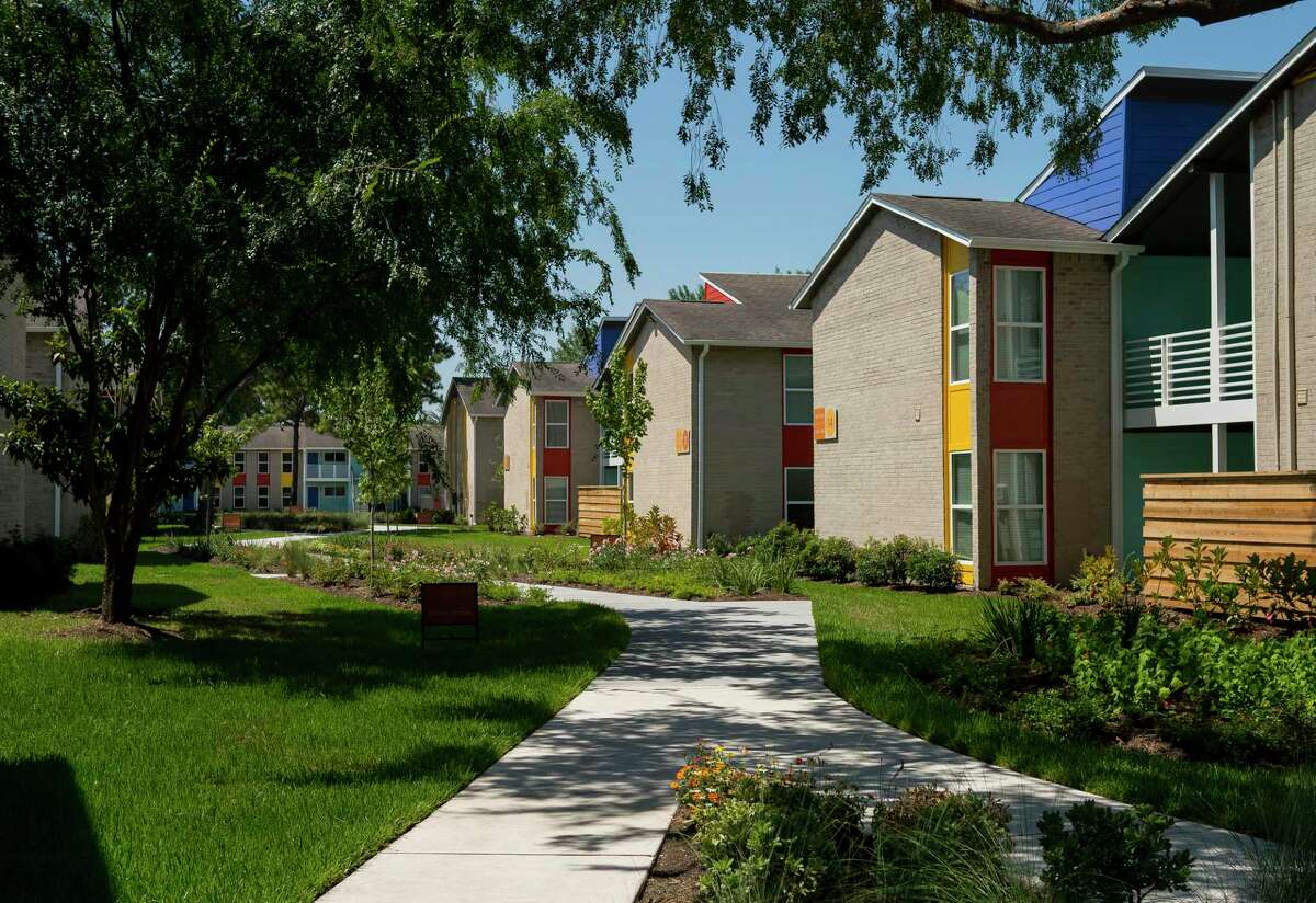 A common area at the Zocalo Apartments in the Spring Branch are of Houston, Thursday, July 25, 2019. The apartments will soon host the city's first commercially-sponsored artist-in-residence program.