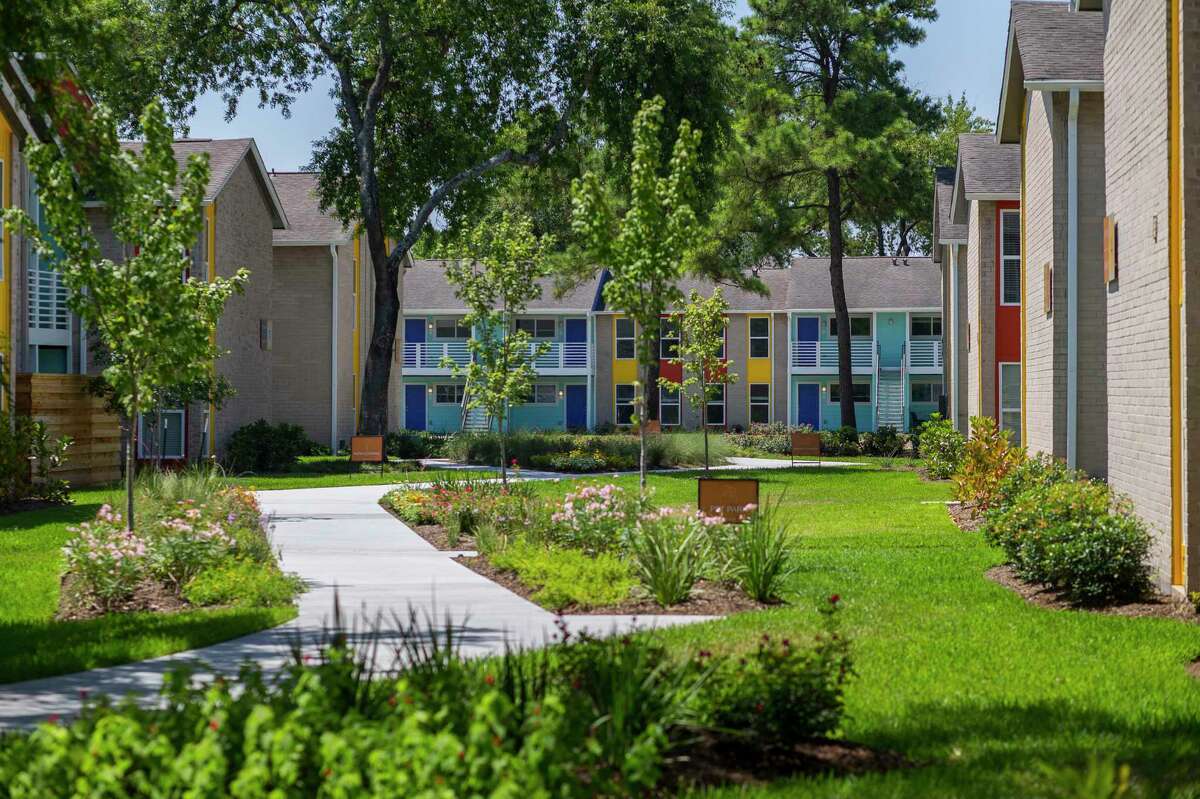 A common area at the Zocalo Apartments in the Spring Branch are of Houston, Thursday, July 25, 2019. The apartments will soon host the city's first commercially-sponsored artist-in-residence program.