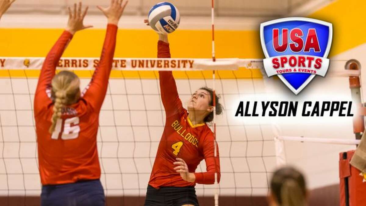 Allyson Cappel tallied 327 digs, 33 blocks, 22 aces and 13 assists in 2017. (Photo courtesy of Ferris State Athletics)