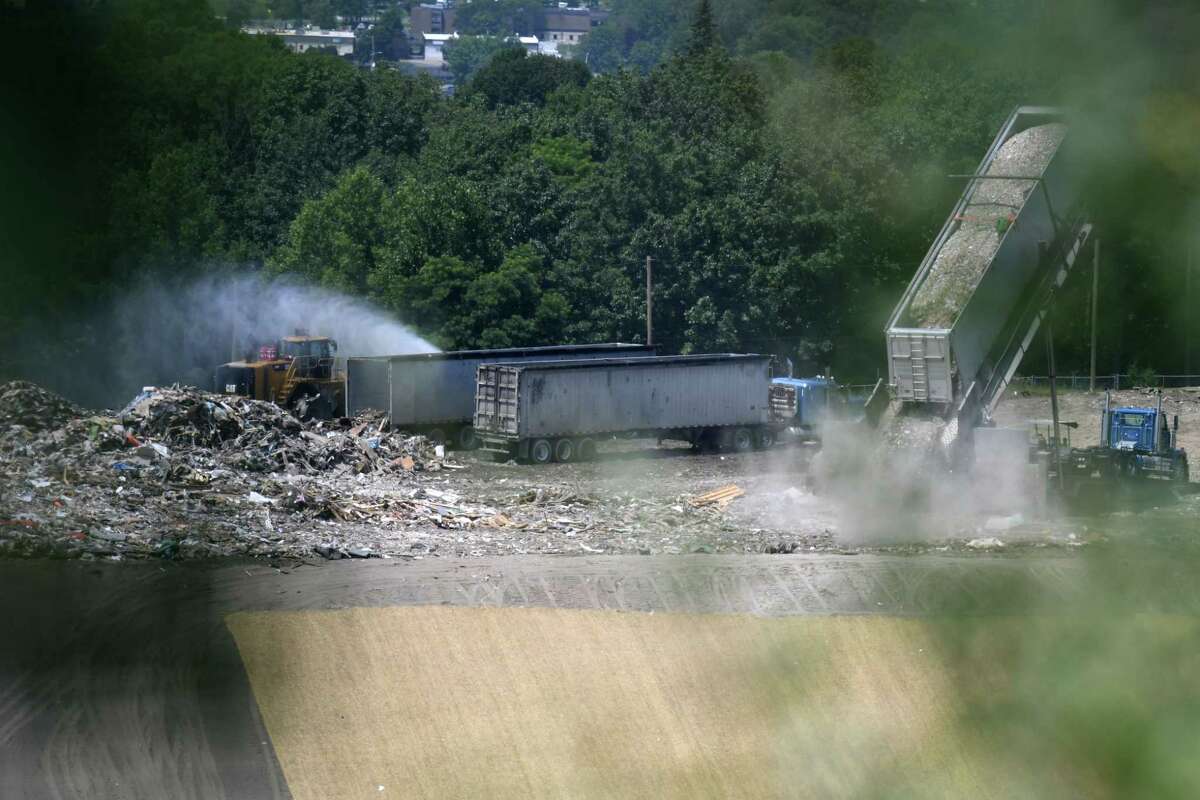 Waste is dumped at the S.A. Dunn Landfill on Friday, July 26, 2019, in Rensselaer, N.Y. (Will Waldron/Times Union)