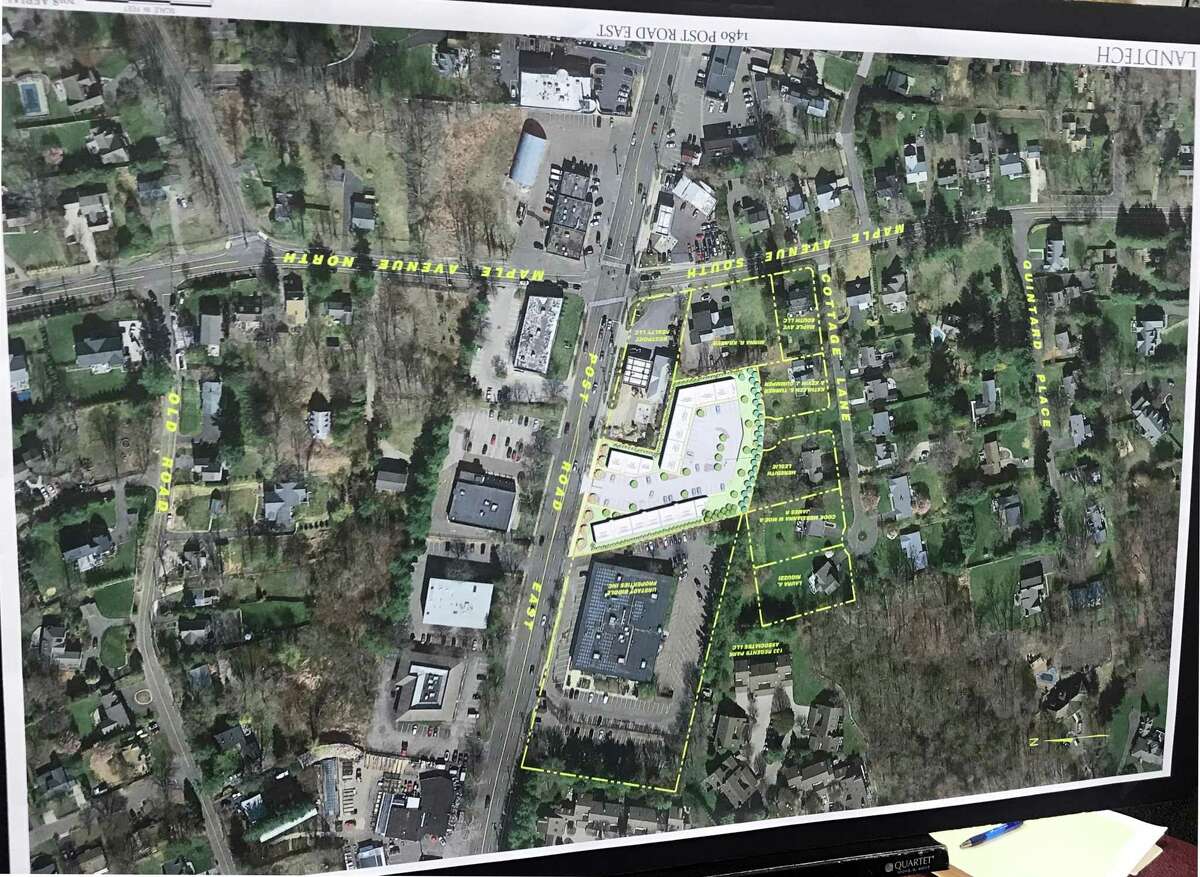 A multi-family housing development was proposed for 1480 Post Road. Taken July 25, 2019 in Westport, CT.