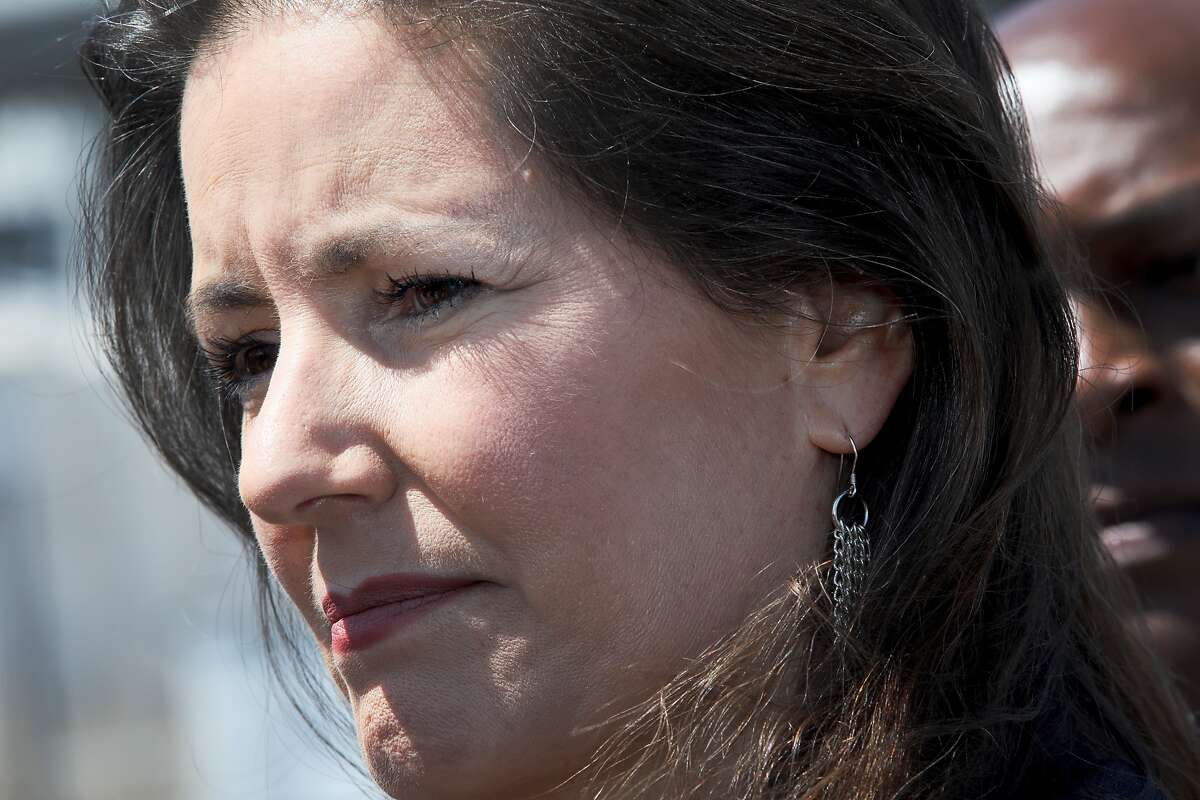 Oakland mayor Libby Schaaf speaks during a press conference at the site of a new pilot RV Safe Parking program at 771 71st. Ave. in Oakland, Calif., on Friday, June 21, 2019.