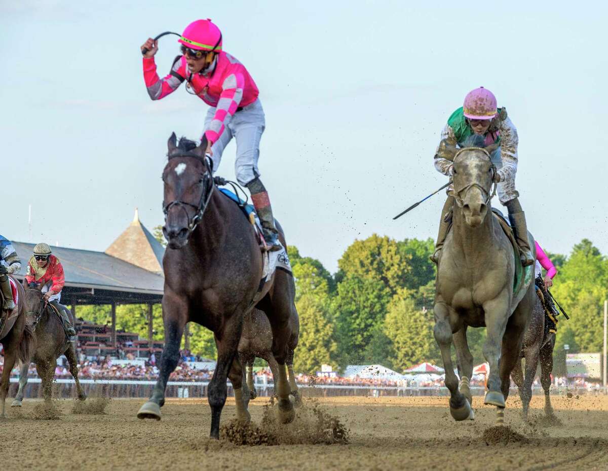 Tax with jockey Irad Ortiz Jr. wins the 56th running of The Jim Dandy Saturday July 27, 2019at the Saratoga Race Course in Saratoga Springs, N.Y. Photo Special to the Times Union by Skip Dickstein