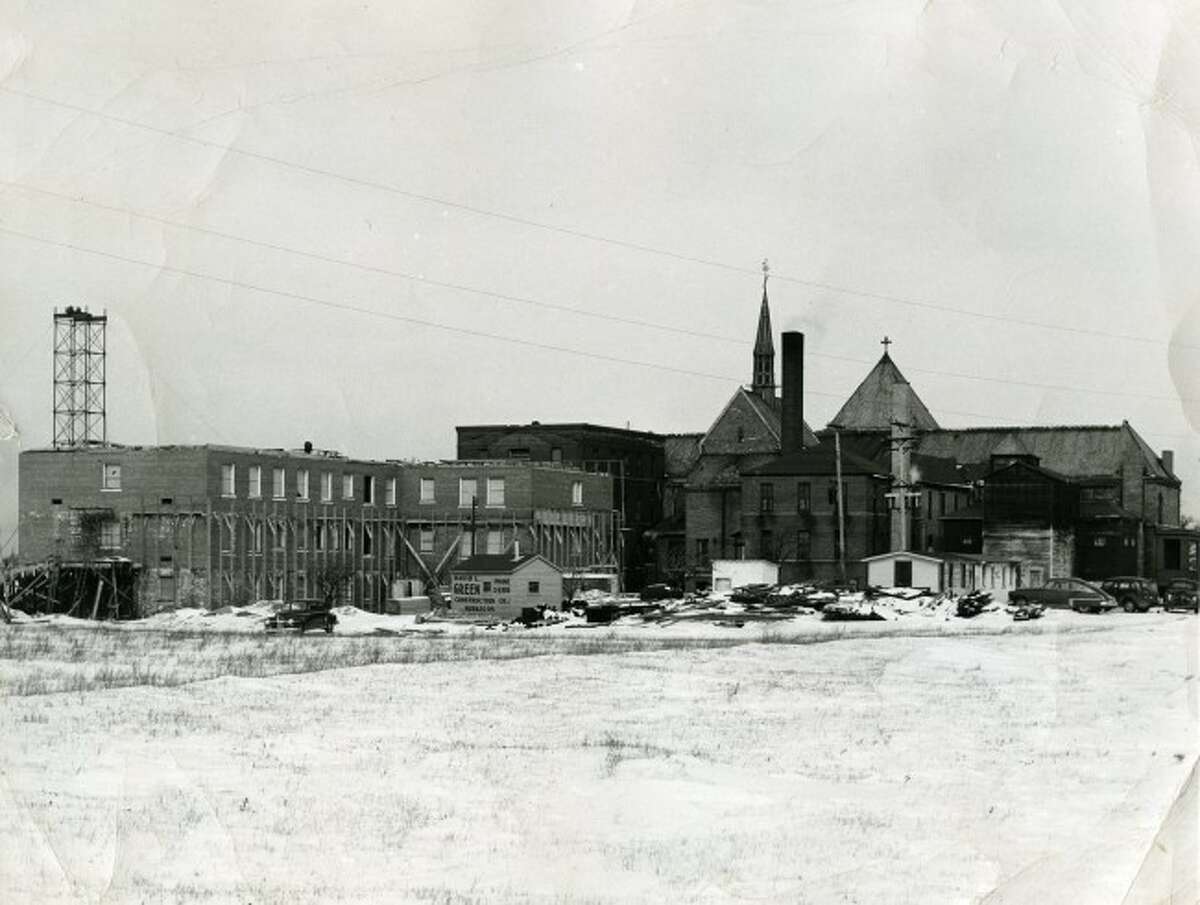 An addition is added to the Mercy Hospital in Manistee. in this 1950s photo.