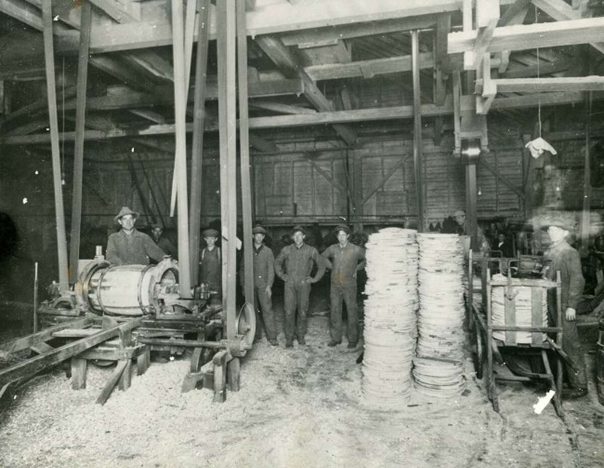 The Cooper Shop of the Ruggles and Rademaker Cooper Shop is shown in this 1925 photograph.