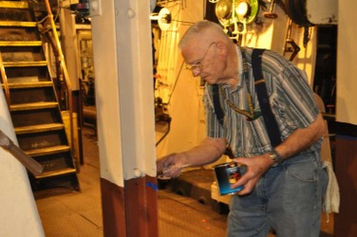 Robert Buzzell is a retired school teacher who has been volunteering at the S.S. City of Milwaukee for three years re-painting the engine room.