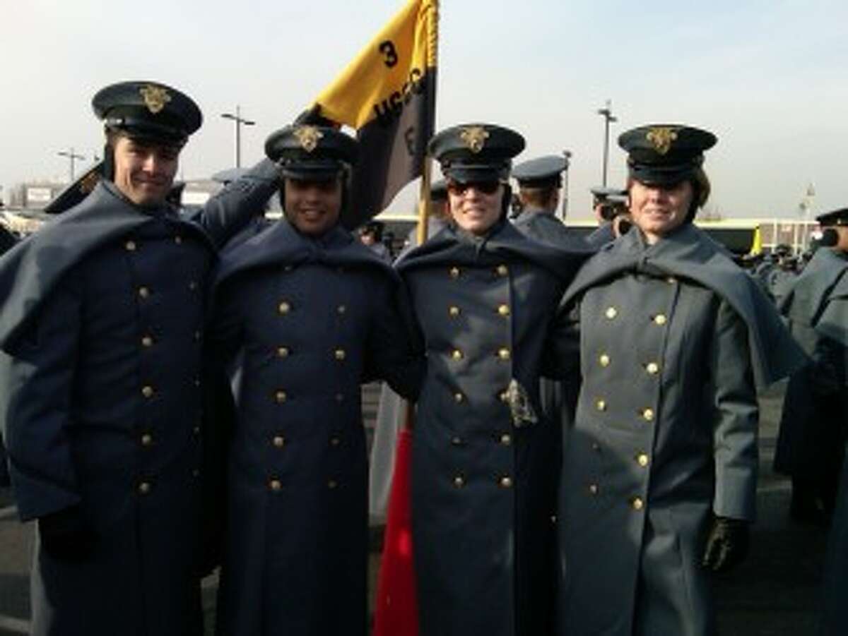 McKenzie Majchrzak (second from right) with fellow cadets at the Army-Navy football game. (courtesy photo)