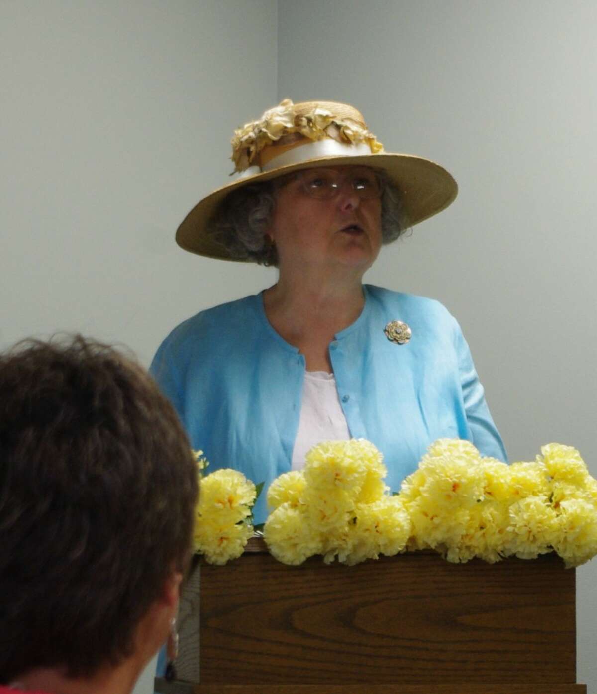 Ruth Cooper, a member of the Lakeside Club, presented a program on the history of the club, which goes back to 1885, at its meeting Thursday at the First Baptist Church in Manistee. (Dave Yarnell/News Advocate)