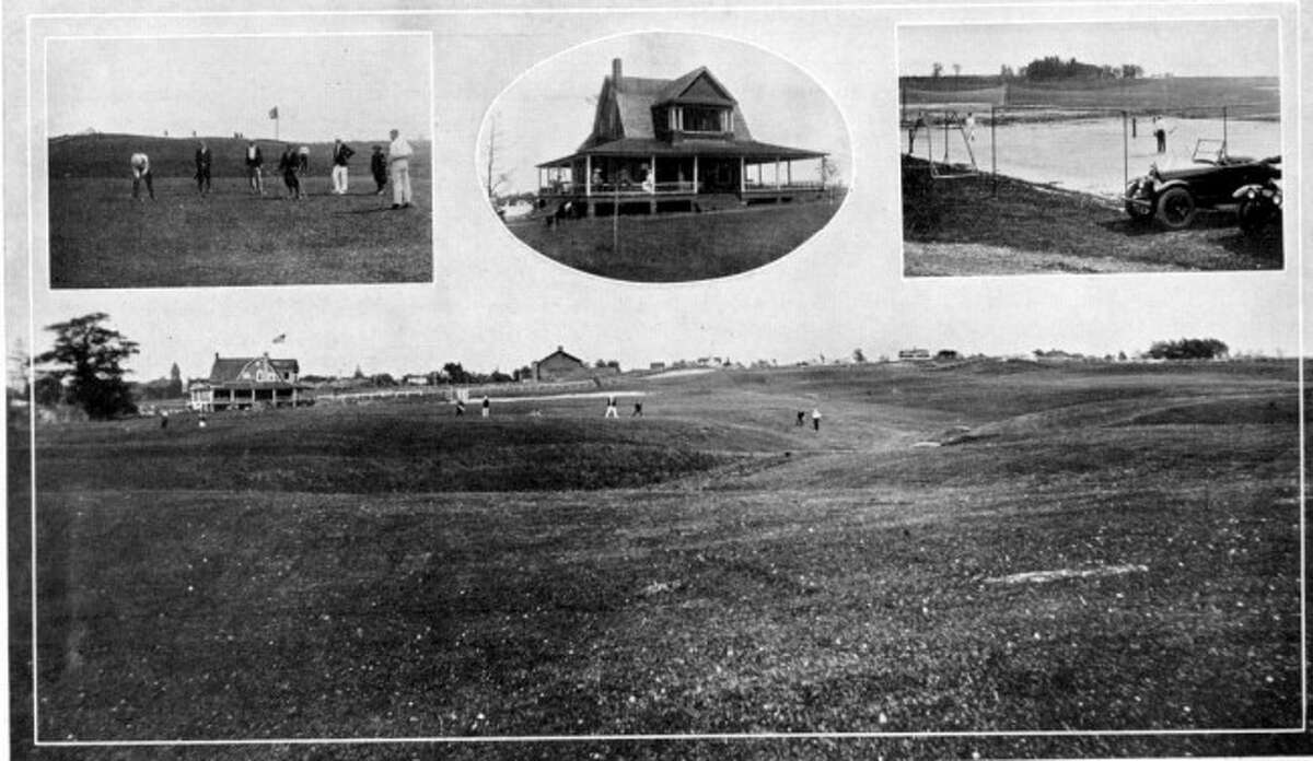 The Manistee Golf and Country Club is shown in this 1920s photograph. The country club structure still has many of the same unique features to it.