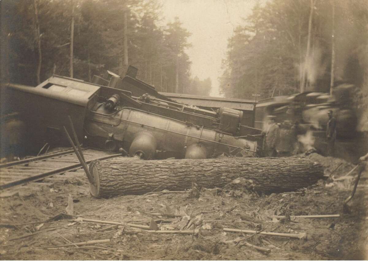 A train wreck near Manistee in the early 1900s. (Courtesy Photo/Dale Picardat)
