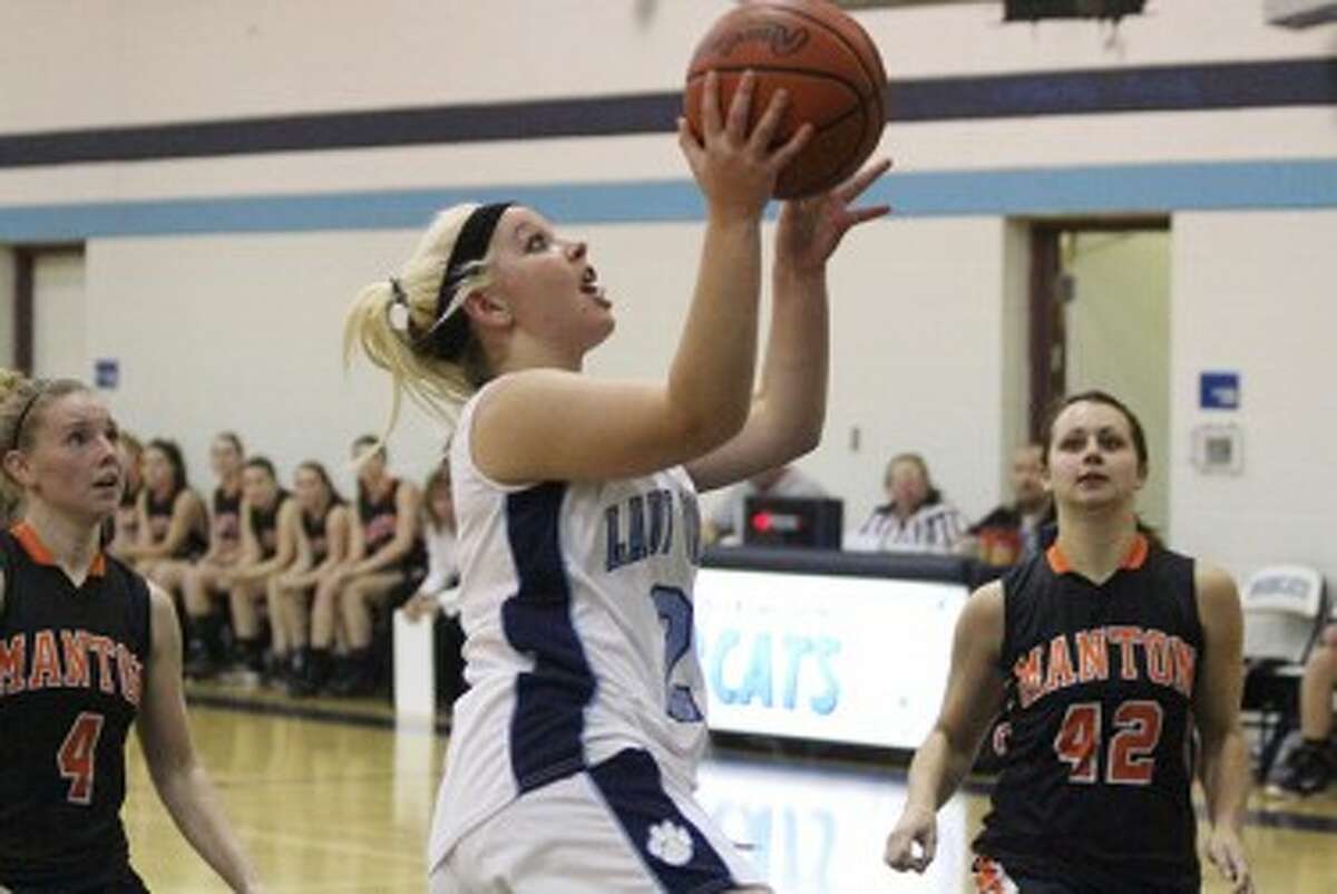 Brethren’s Sarah Costello elevates for a shot during Tuesday’s win. (Dylan Savela/News Advocate)