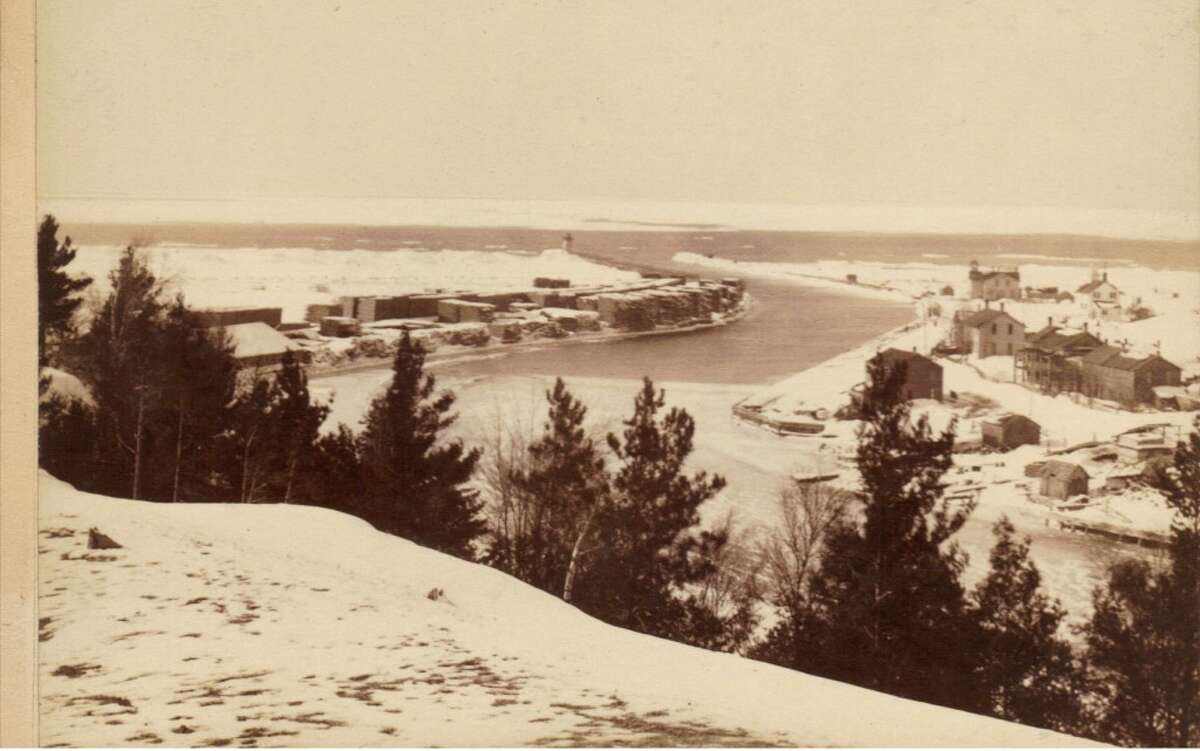 A late 1800s view of the entrance to Manistee Harbor. (Courtesy Photo/Manistee County Historical Museum)