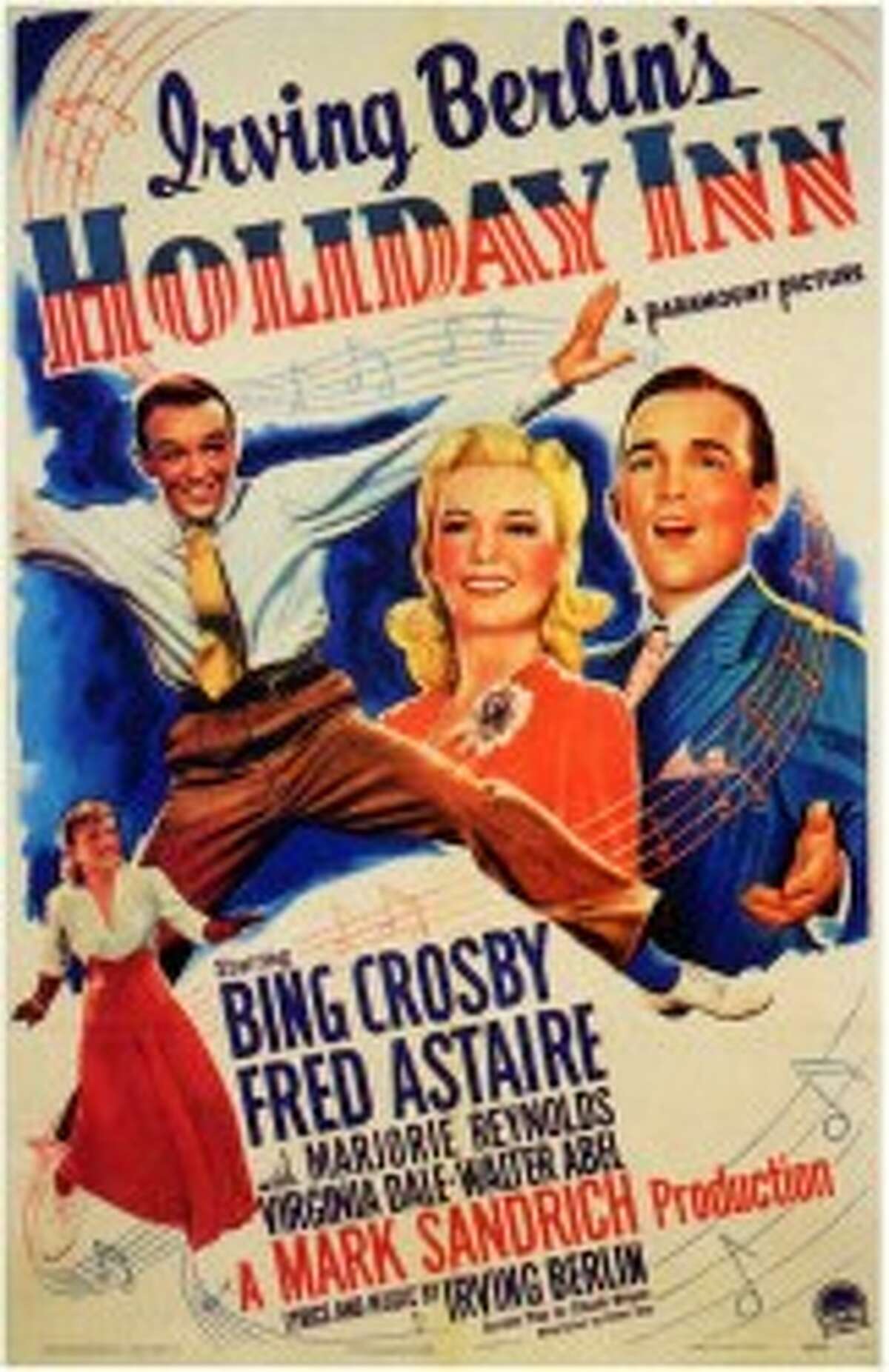 This is the poster for the 1942 film "Holiday Inn," which starred Bing Crosby and Fred Astaire and featured the popular holiday song "White Christmas." The movie played for three days at Manistee’s Vogue Theatre, opening on Sept. 20, 1942. (Courtesy Photo/Manistee County Historical Museum)