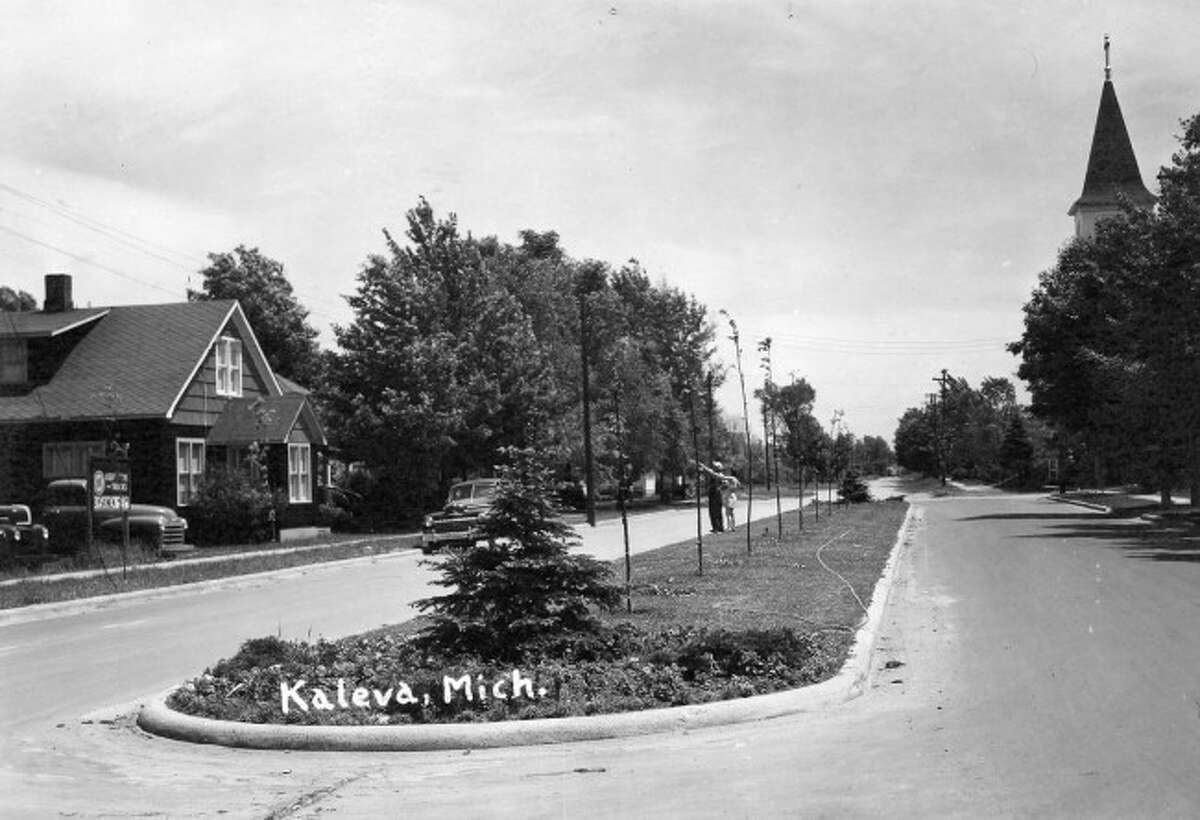 A view of the streets of Kaleva is shown in this 1950s picture.
