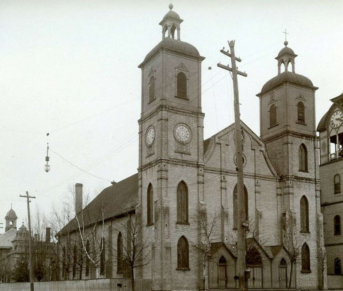 The St. Joseph Catholic Church is shown in this 1900 photograph.