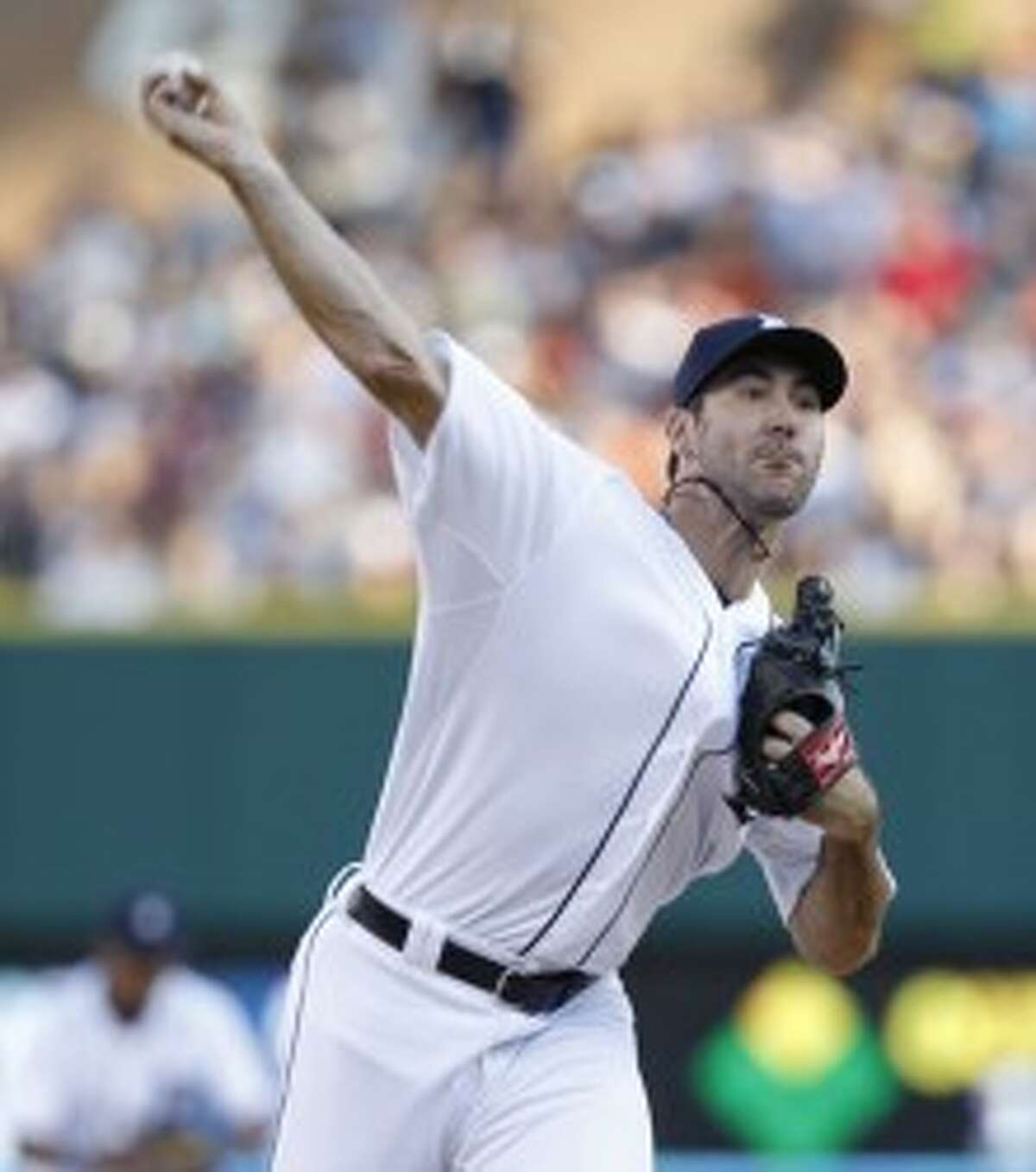 Tigers starter Justin Verlander delivers a pitch during the third inning against the Chicago White Sox on Friday at Comerica Park in Detroit. (Julian H. Gonzalez/Detroit Free Press/MCT)
