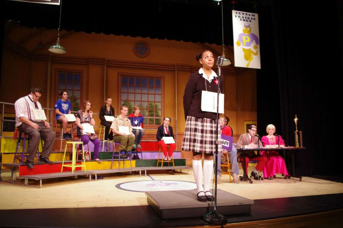 Junior high speller Lindsay Roberts thinks about the word she is about to spell. (Dave Yarnell/News Advocate