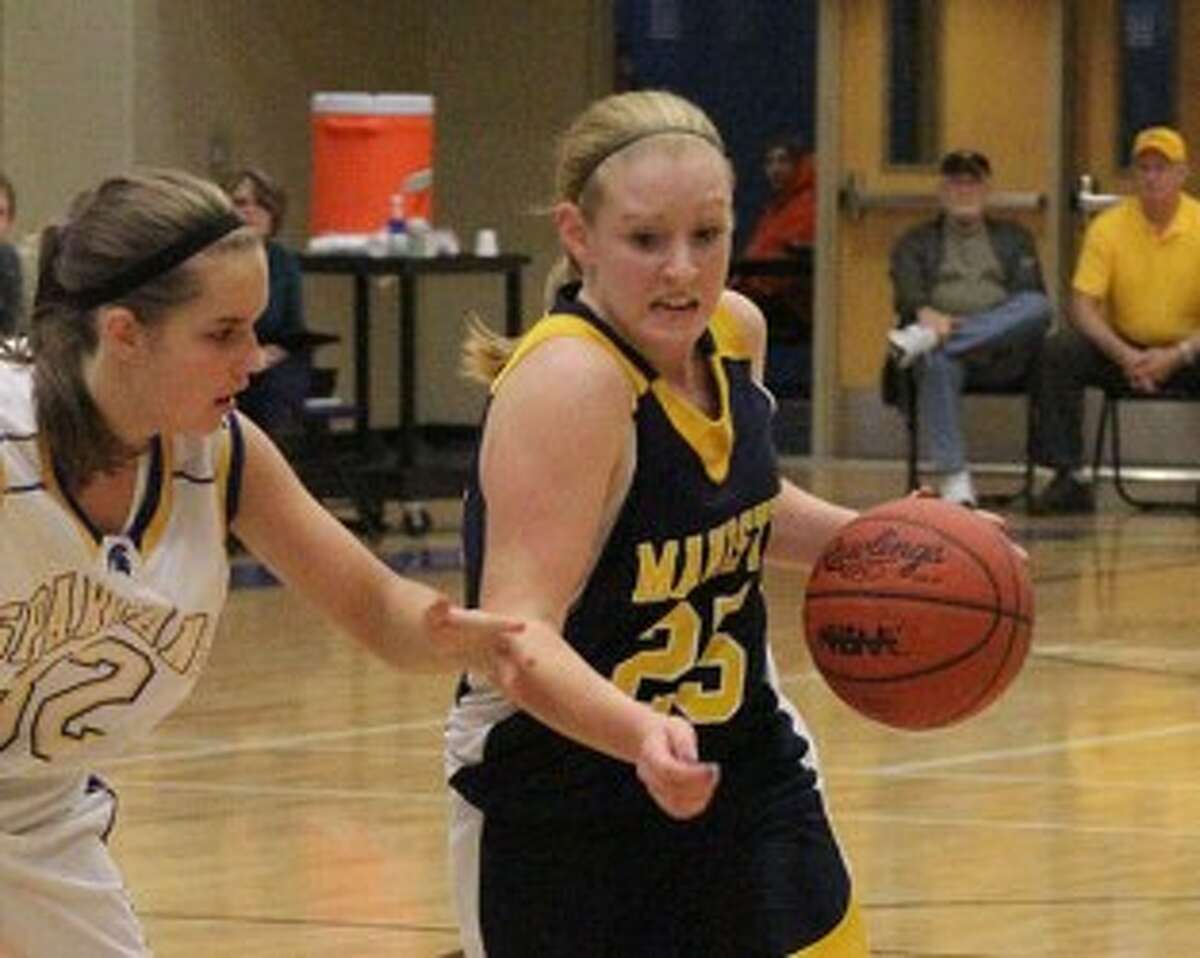 Megan Vander Weele (25) is the lone senior on a Manistee team that has three upperclassmen to go with seven freshmen and sophomores. (Dylan Savela/News Advocate file photo)