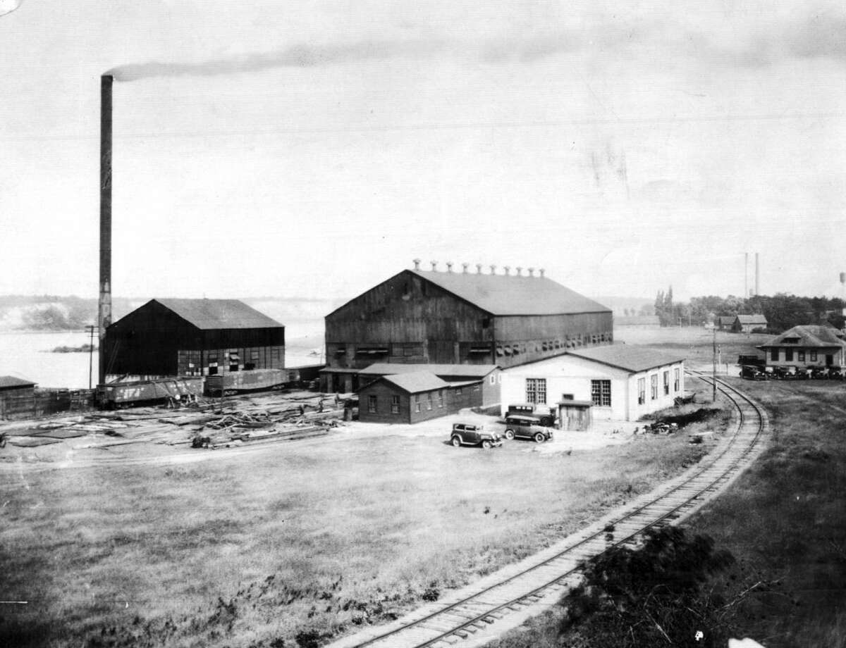 A view of the Falleen Drop Forge, the former Manistee Drop Forge Company, circa late 1920s. The drop forge was located below the Filer City hill. (Courtesy Photo/Manistee County Historical Museum)