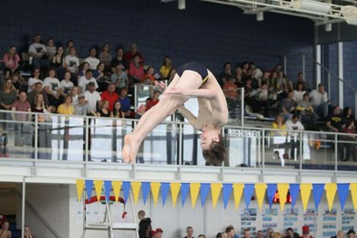 Mansitee junior Nick Bauman will compete in a Division 3 diving regional on Tuesday at East Grand Rapids. (Matt Wenzel/News Advocate file photo)