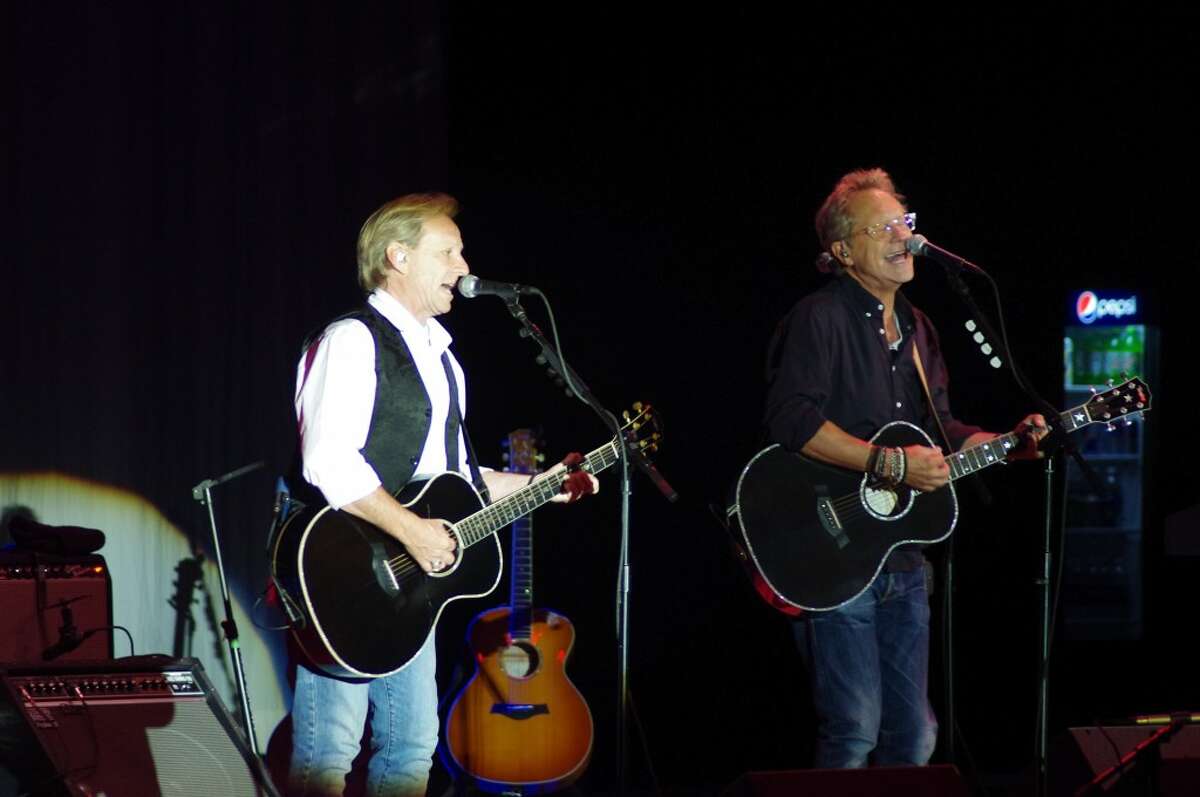 Dewey Bunnell (left) and Gerry Beckley, founders of the 1970s rock group "America," performed at the Little River Casino Resort on Saturday. (Dave Yarnell/News Advocate)