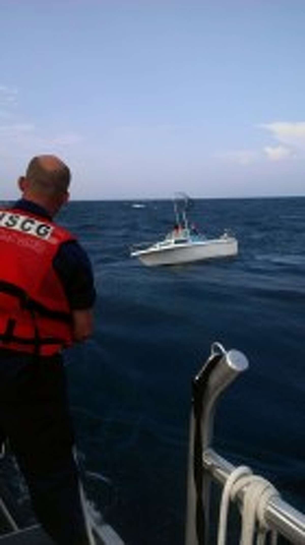 U.S. Coast Guard Station Manistee petty officer Craig Campbell assisted in helping a stranded boat on Friday.