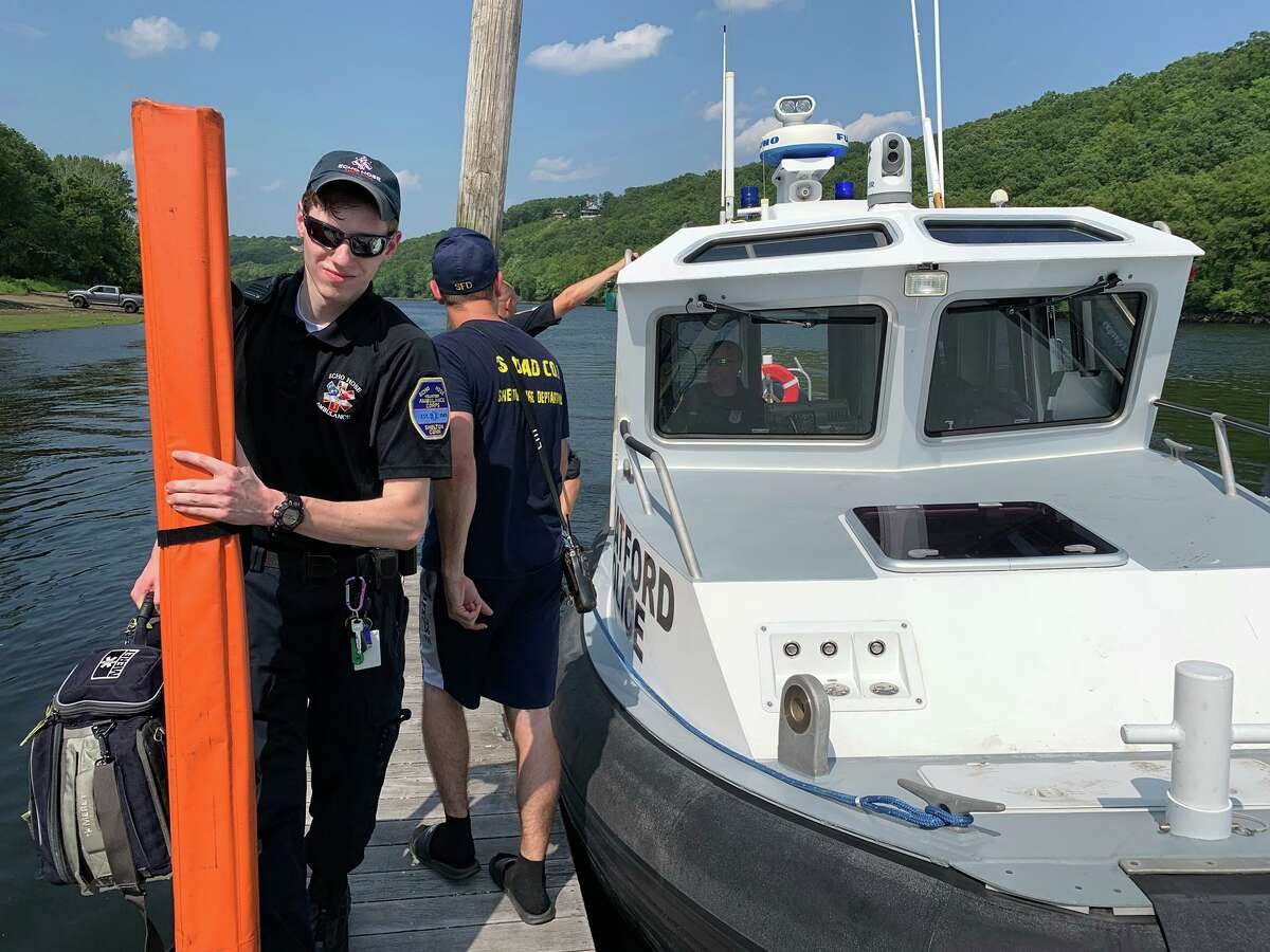 One person went to the hospital following an accident on the Housatonic River July 28,2019. First responders from multiple towns, including Orange, Derby, Shelton, and Stratford assisted in the incident.
