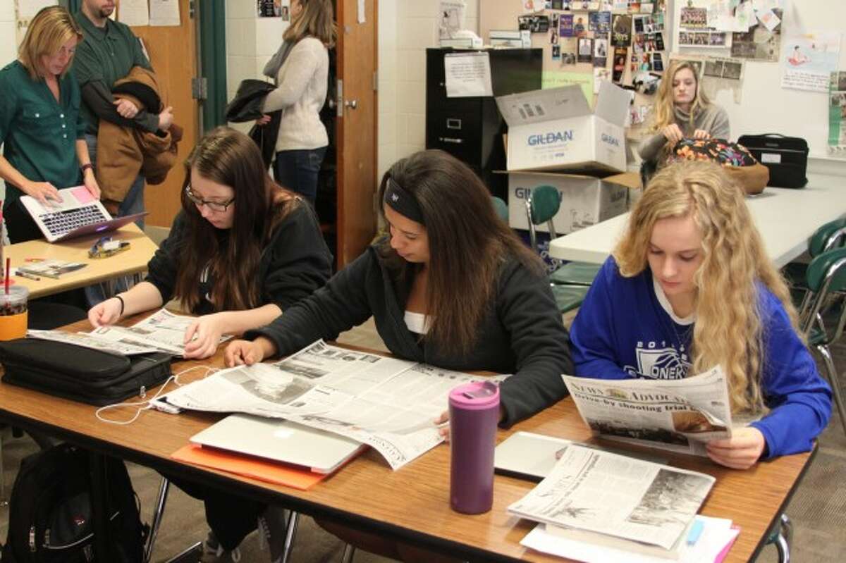 Economics students from Onekama Consolidated Schools take part in the Newspapers in Education program.