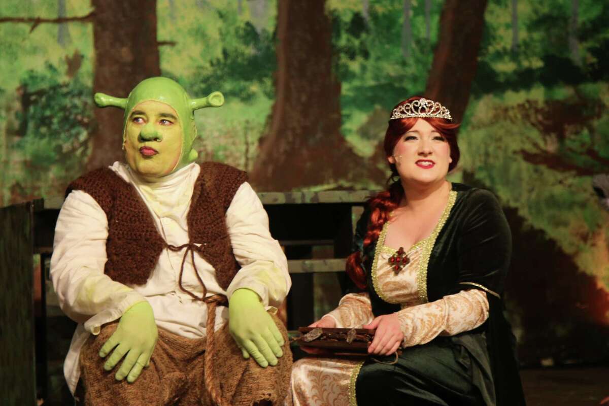 Kevin Bielmeier as Shrek and Emily Walsh as Princess Fiona starred in “Shrek the Musical” at the Richter House Arts Center in Danbury.